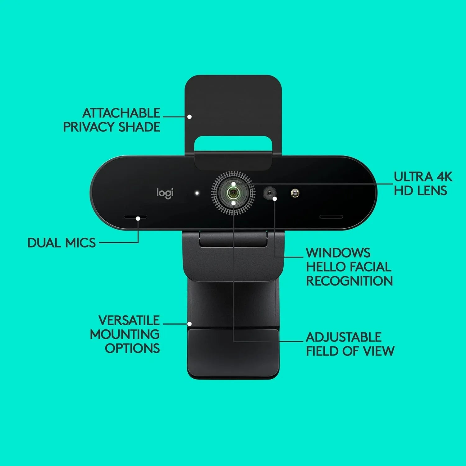 Logitech Brio Ultra HD Pro Business Webcam with HDR/ Rightlight 3/ and Noise-canceling mics - للتقنيات الحديثة TT TAB متجر