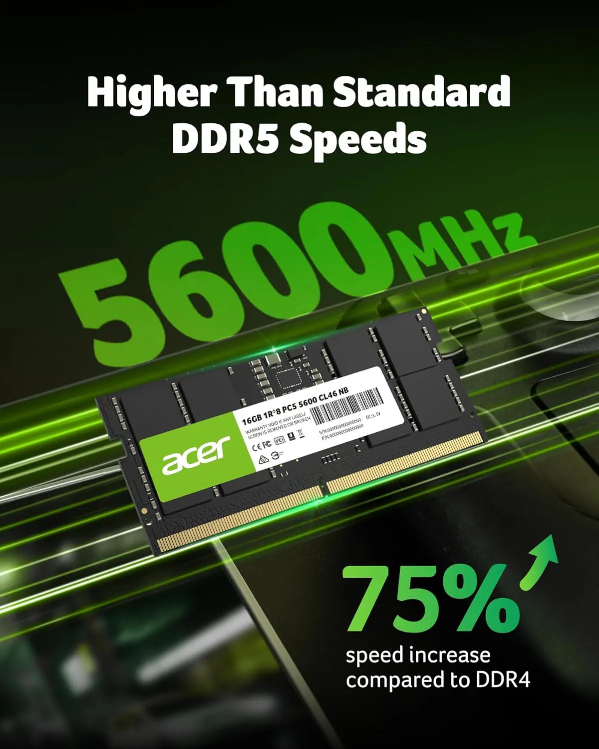 Acer SD200 DDR5 5600MHz SO-DIMM RAM Laptop - للتقنيات الحديثة TT TAB متجر