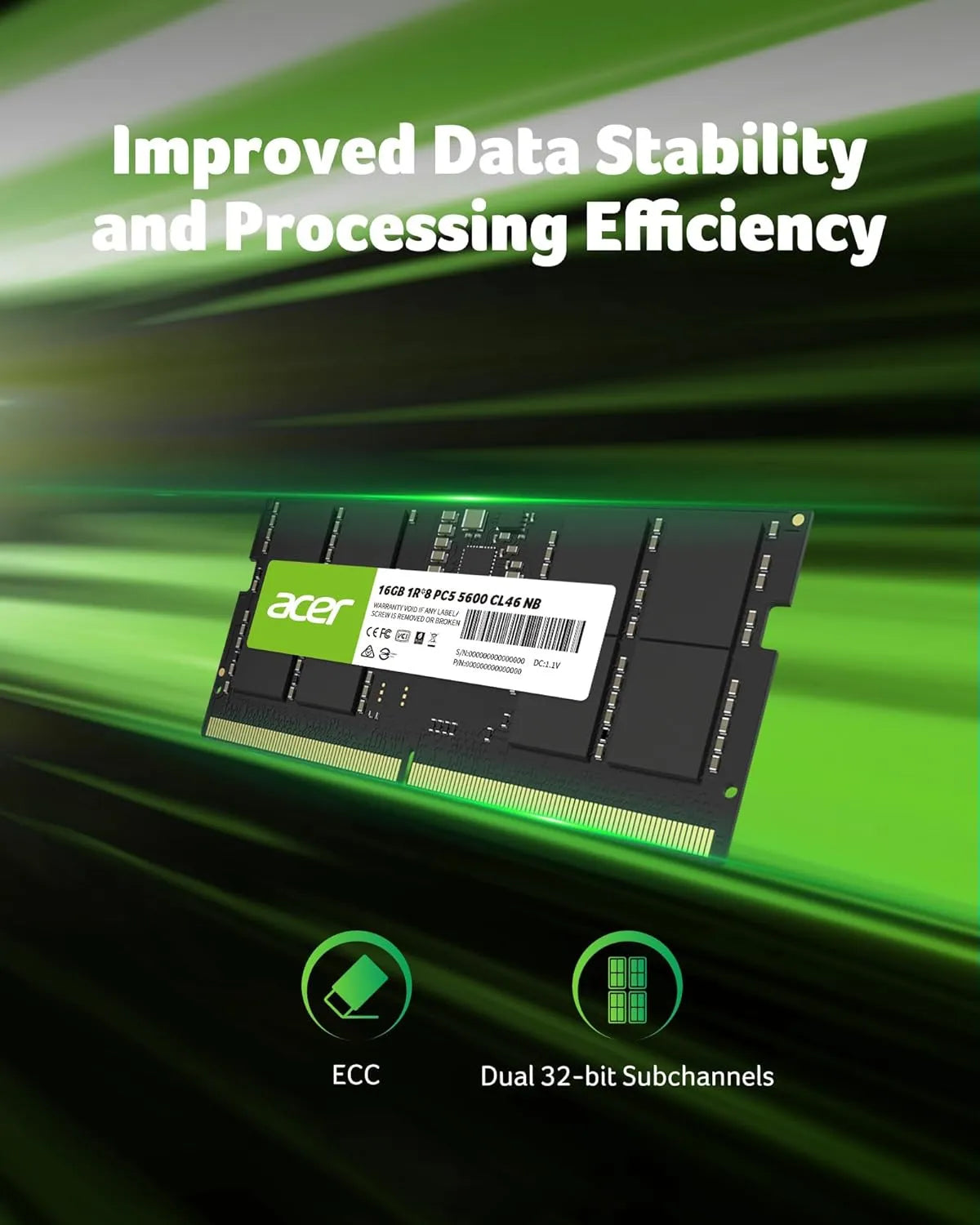 Acer SD200 DDR5 5600MHz SO-DIMM RAM Laptop - للتقنيات الحديثة TT TAB متجر