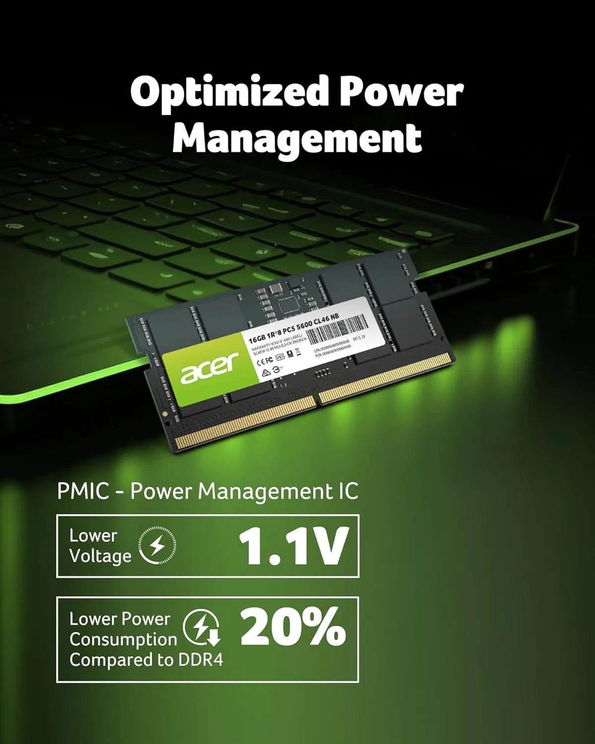 Acer SD200 DDR5 5600MHz SO-DIMM RAM Laptop - للتقنيات الحديثة TT TAB متجر