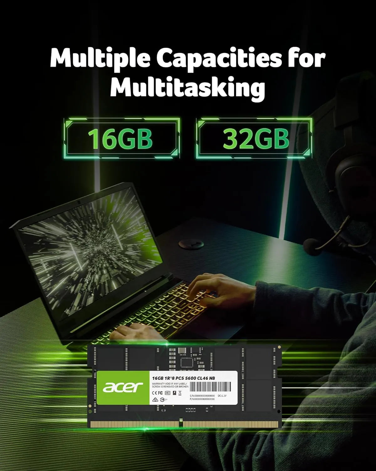 Acer SD200 DDR5 5600MHz SO-DIMM RAM Laptop - للتقنيات الحديثة TT TAB متجر