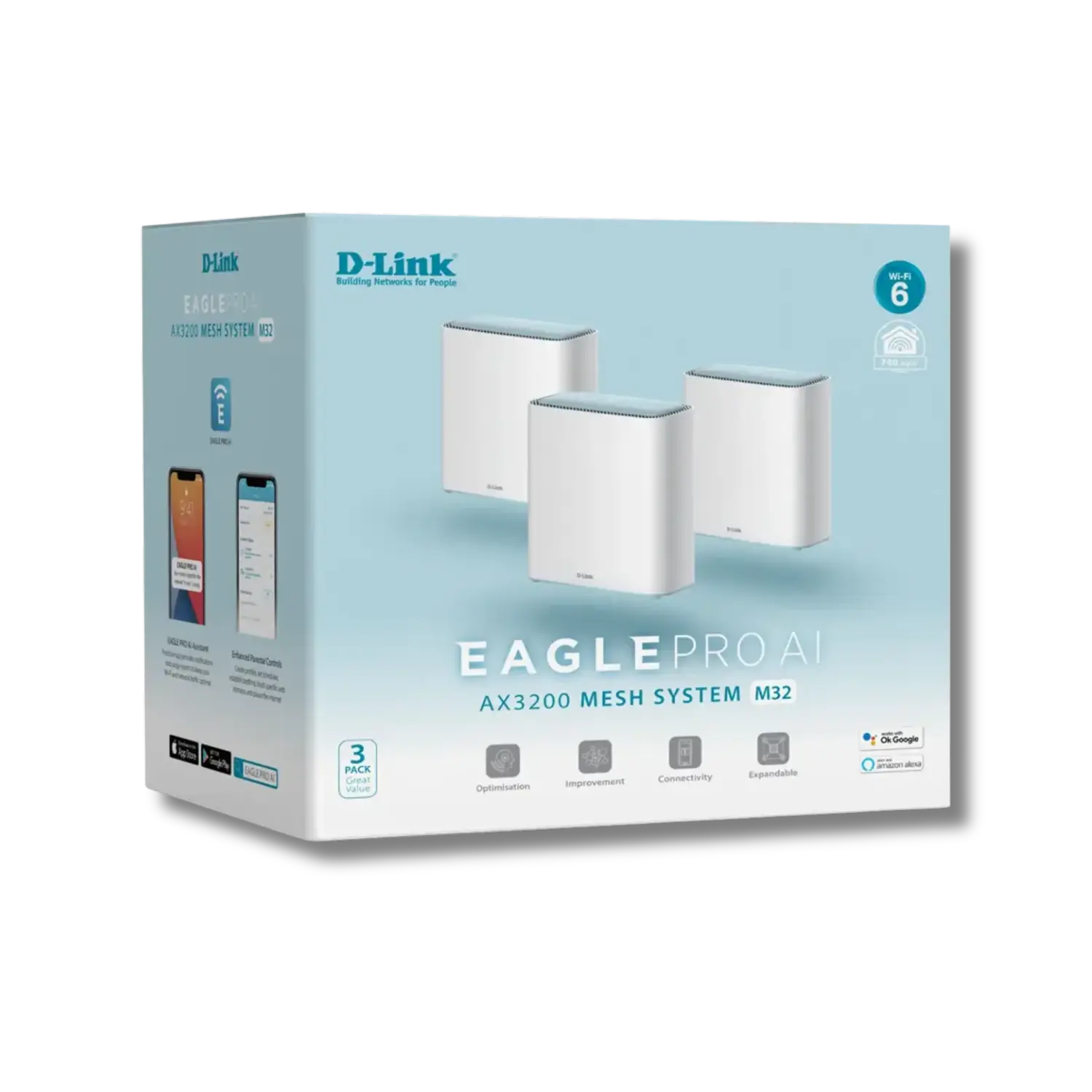 D-Link Eagle Pro Ai M32 AX3200 Mesh Router 3-Pack - متجر TT Tab للتقنيات الحديثة