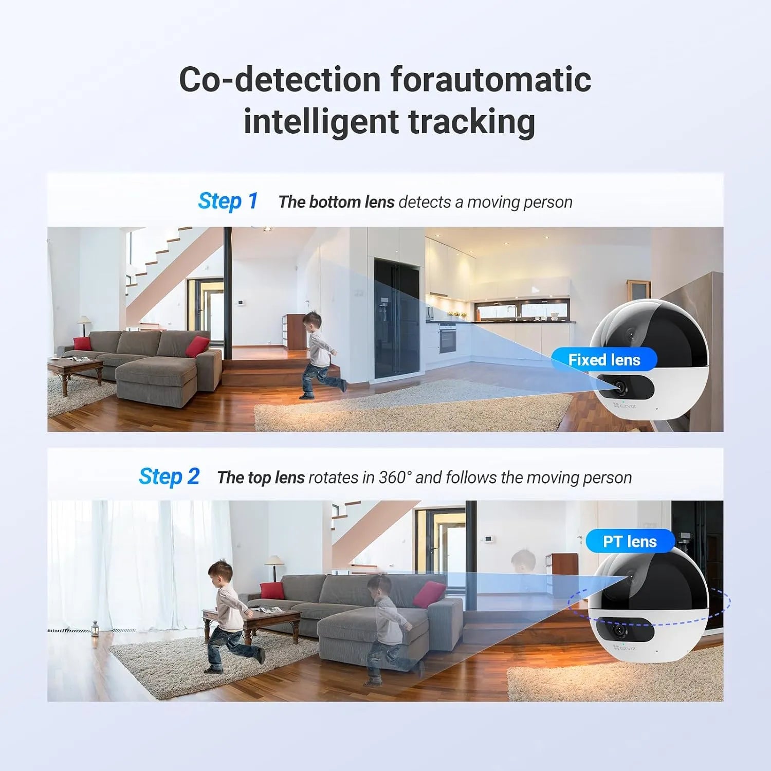 EZVIZ C7 Dual 2K+ Dual-Lens Pan/Tilt Wi-Fi 6 Indoor Security Camera with Gesture-Activated Video Calling - متجر TT Tab للتقنيات الحديثة