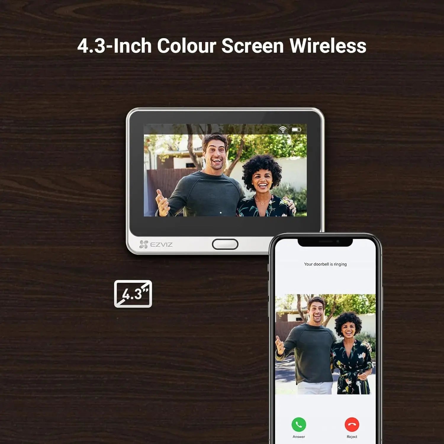 EZVIZ DP2 2K 3MP Wire-Free Smart Peephole Doorbell with 4.3-Inch Color Touch Screen - متجر TT Tab للتقنيات الحديثة