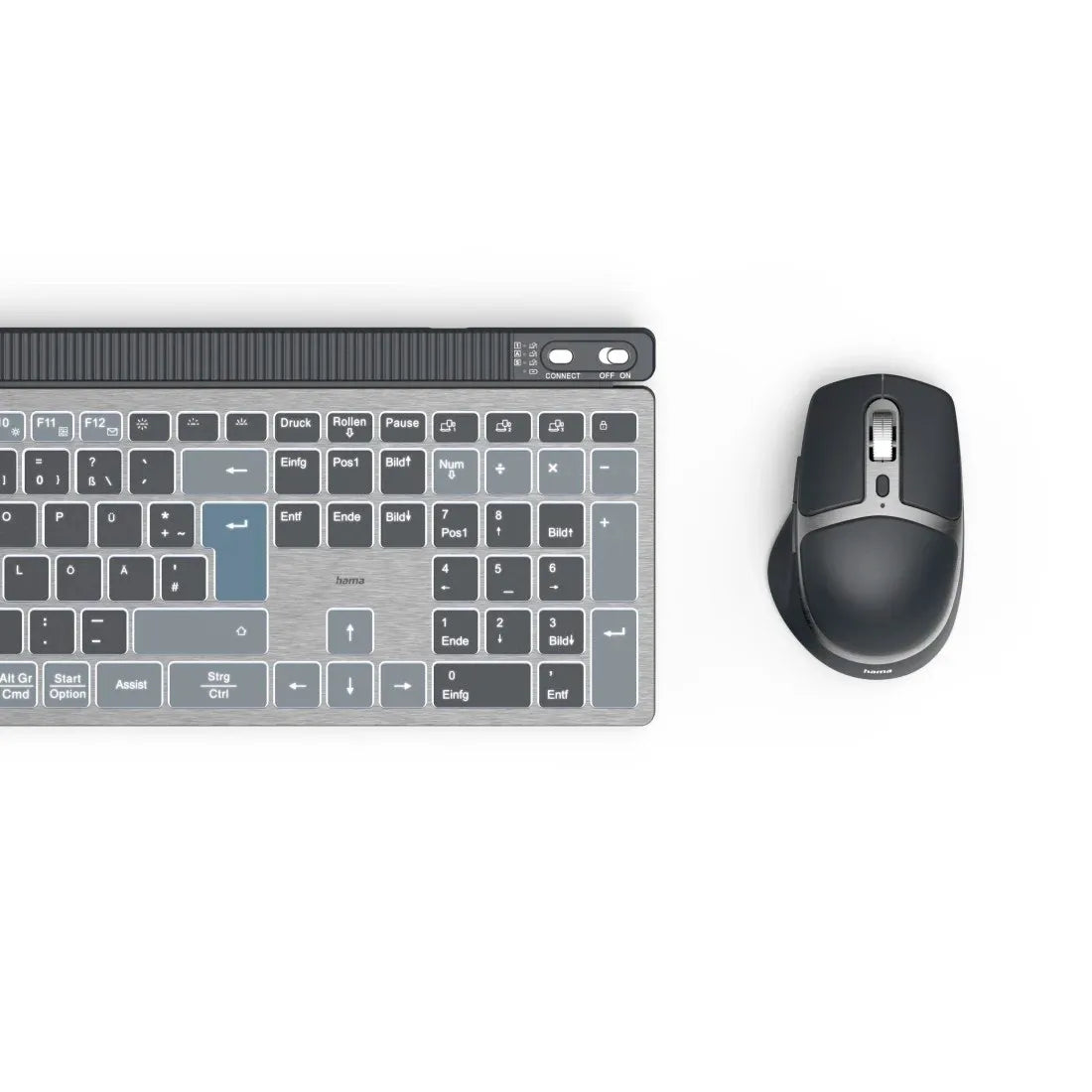 Hama WKM-750 Wireless Keyboard/ Mouse Set Multi-Device Pairing with Backlit - متجر TT Tab للتقنيات الحديثة