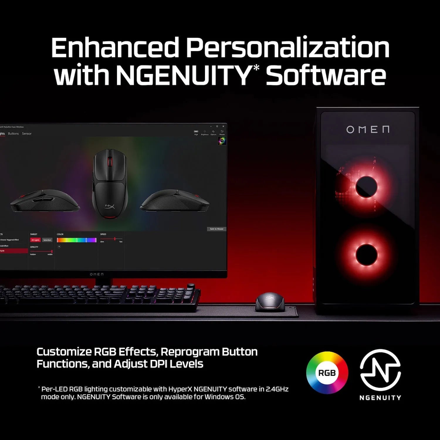 HyperX Pulsefire Fuse Wireless & Bluetooth Gaming Mouse with 12,000 DPI and Lightweight - متجر TT Tab للتقنيات الحديثة