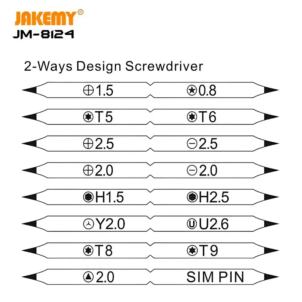 Jakemy JM-8124 9-in-1 Precision Screwdriver Set with Double-ended Bits and Storage Pouch - متجر TT Tab للتقنيات الحديثة