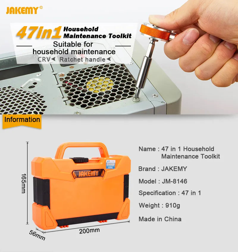 Jakemy JM-8146 47 in 1 Household DIY Maintenance Toolkit - للتقنيات الحديثة TT TAB متجر