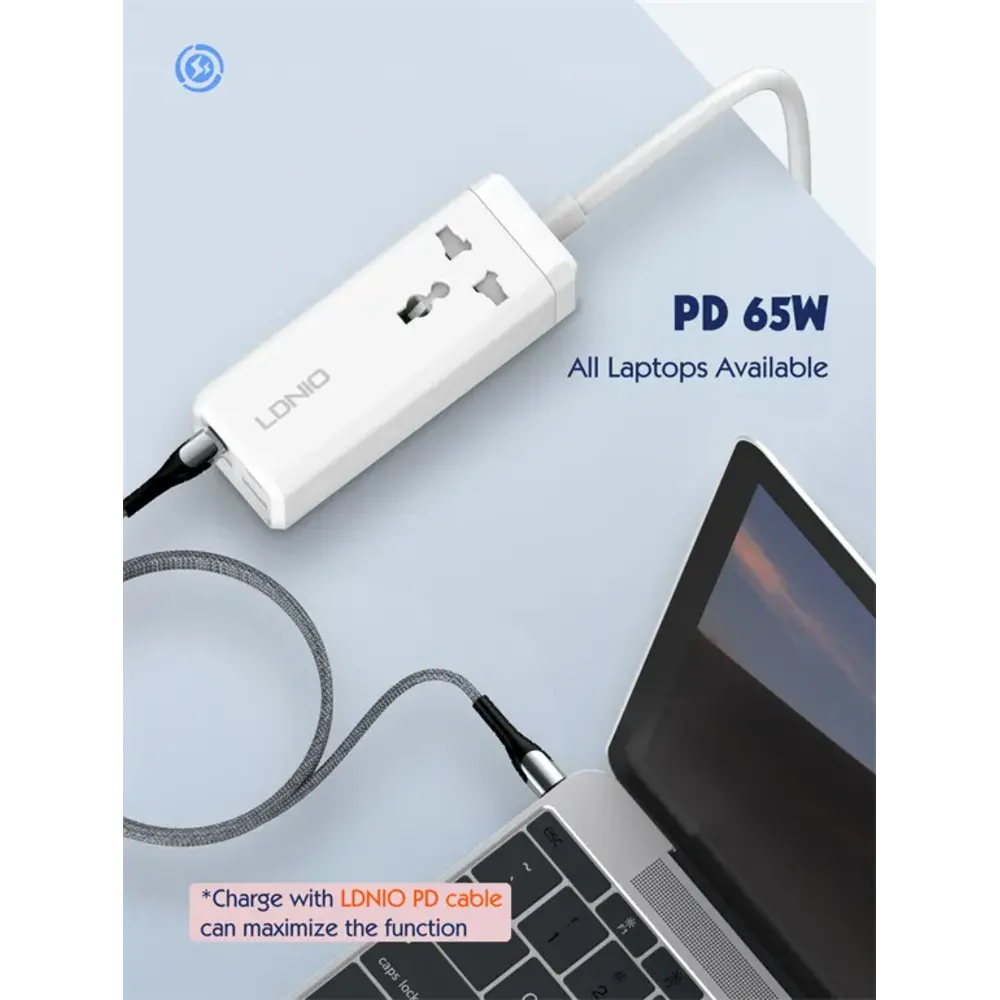 LDNIO SC1418 65W Desktop Power Strip with 1 Universal AC Outlet and USB-C & USB-A Charging - متجر TT Tab للتقنيات الحديثة