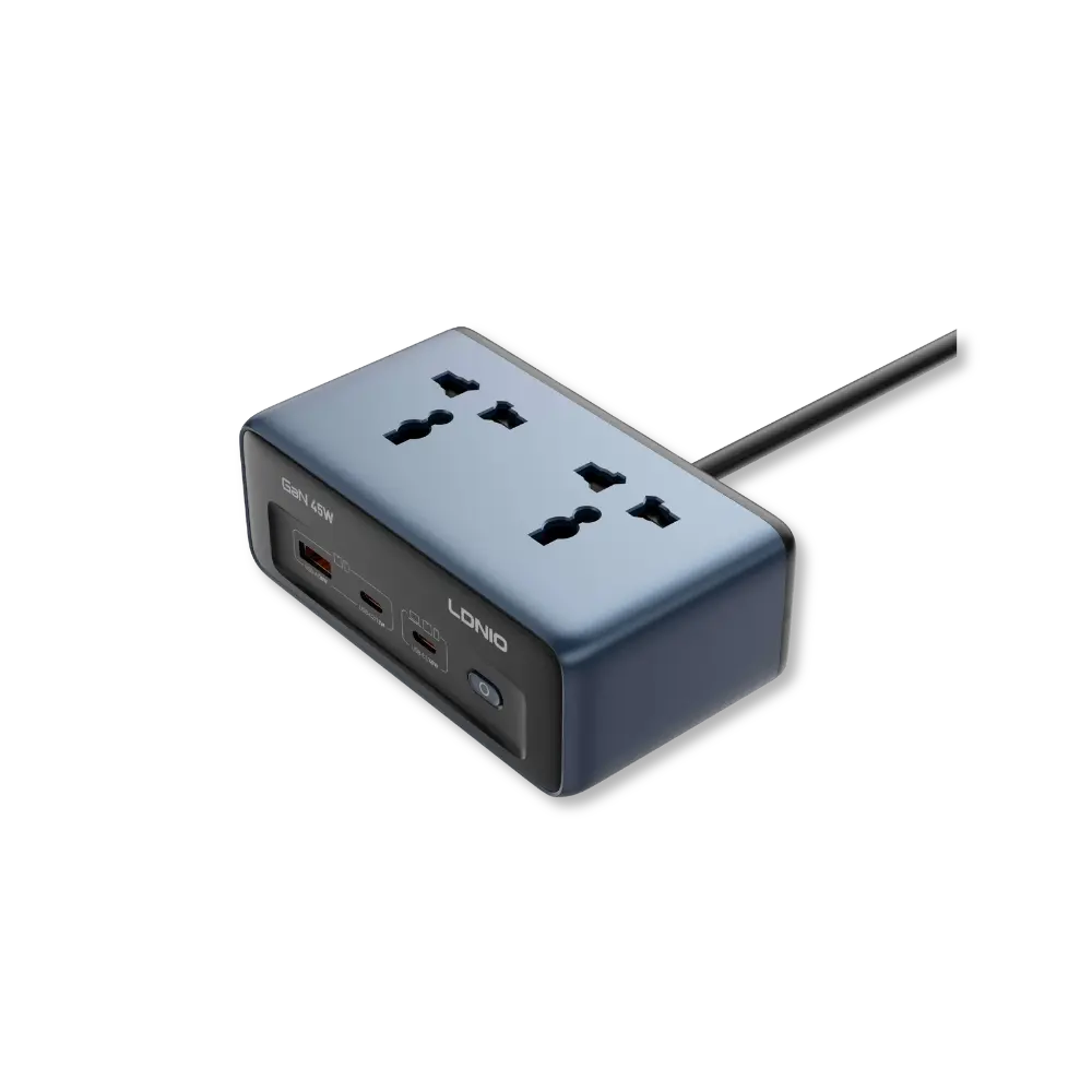 LDNIO SC1 45W GaN Desktop Power Strip with 2 Universal AC Outlets and USB-C & USB-A Charging - متجر TT Tab للتقنيات الحديثة