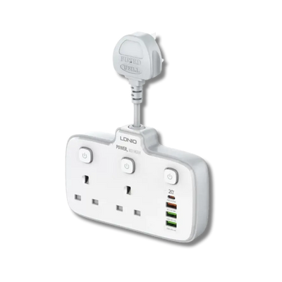 LDNIO SC2413 20W Power Socket Extender with 2 Universal AC Outlets and 4 USB Charging Ports