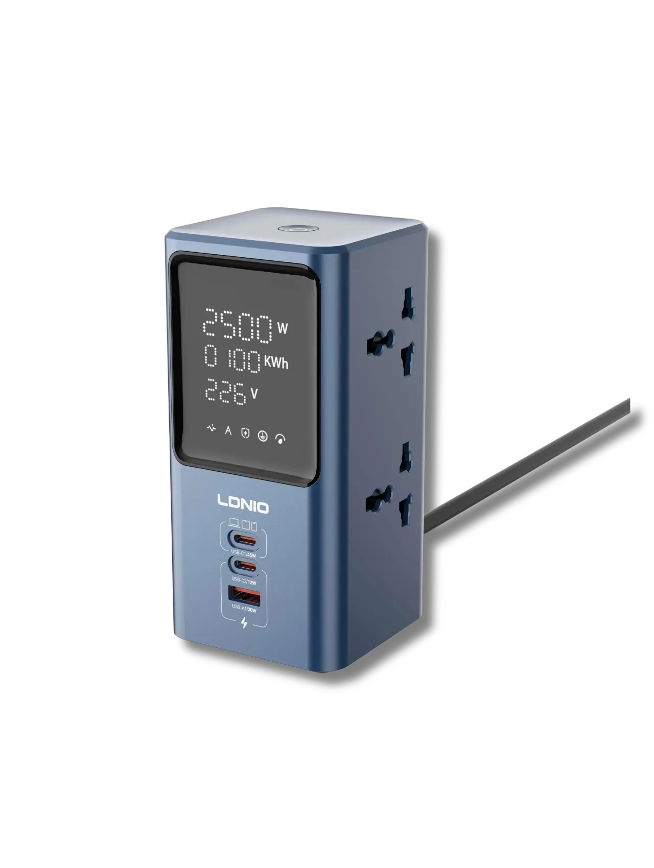 LDNIO SC2 45W Desktop LED Power Strip with 4 Universal AC Outlets, USB-C & USB-A Charging - متجر TT Tab للتقنيات الحديثة