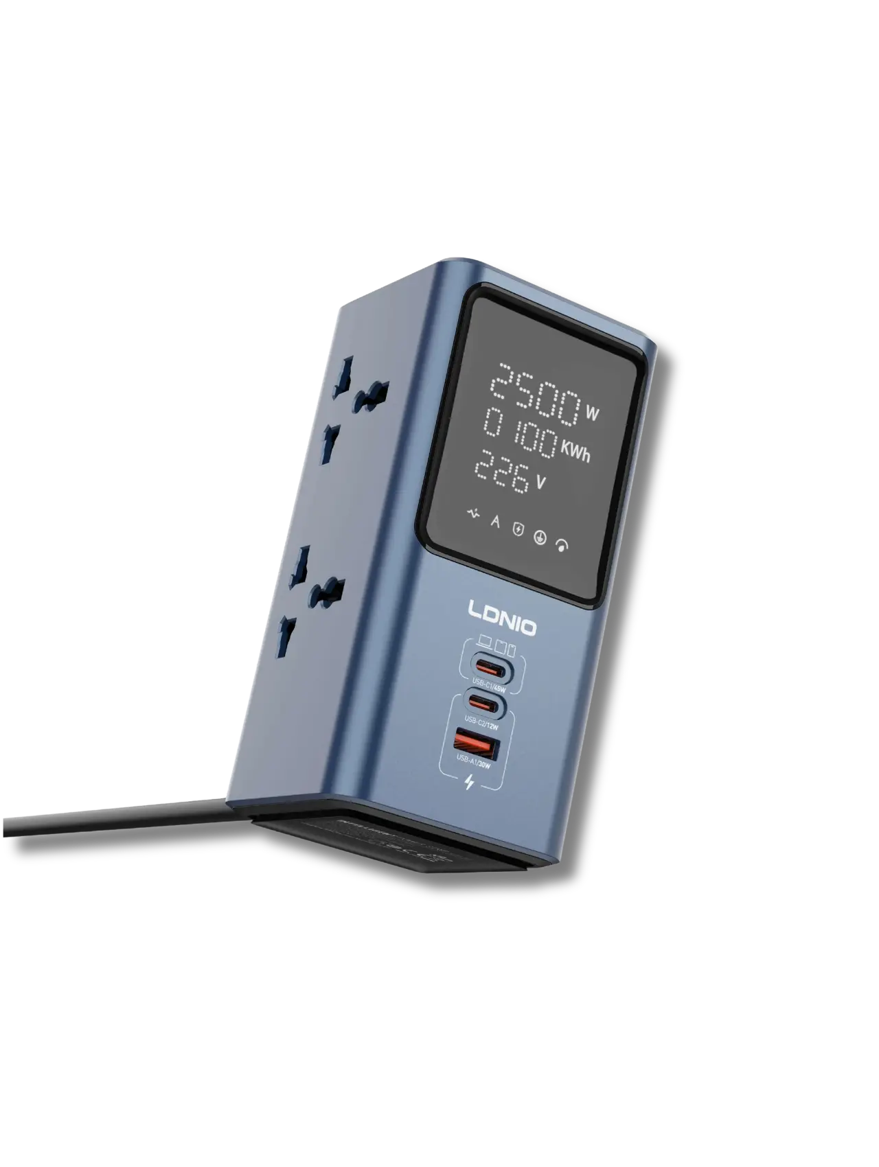 LDNIO SC2 45W Desktop LED Power Strip with 4 Universal AC Outlets, USB-C & USB-A Charging - متجر TT Tab للتقنيات الحديثة
