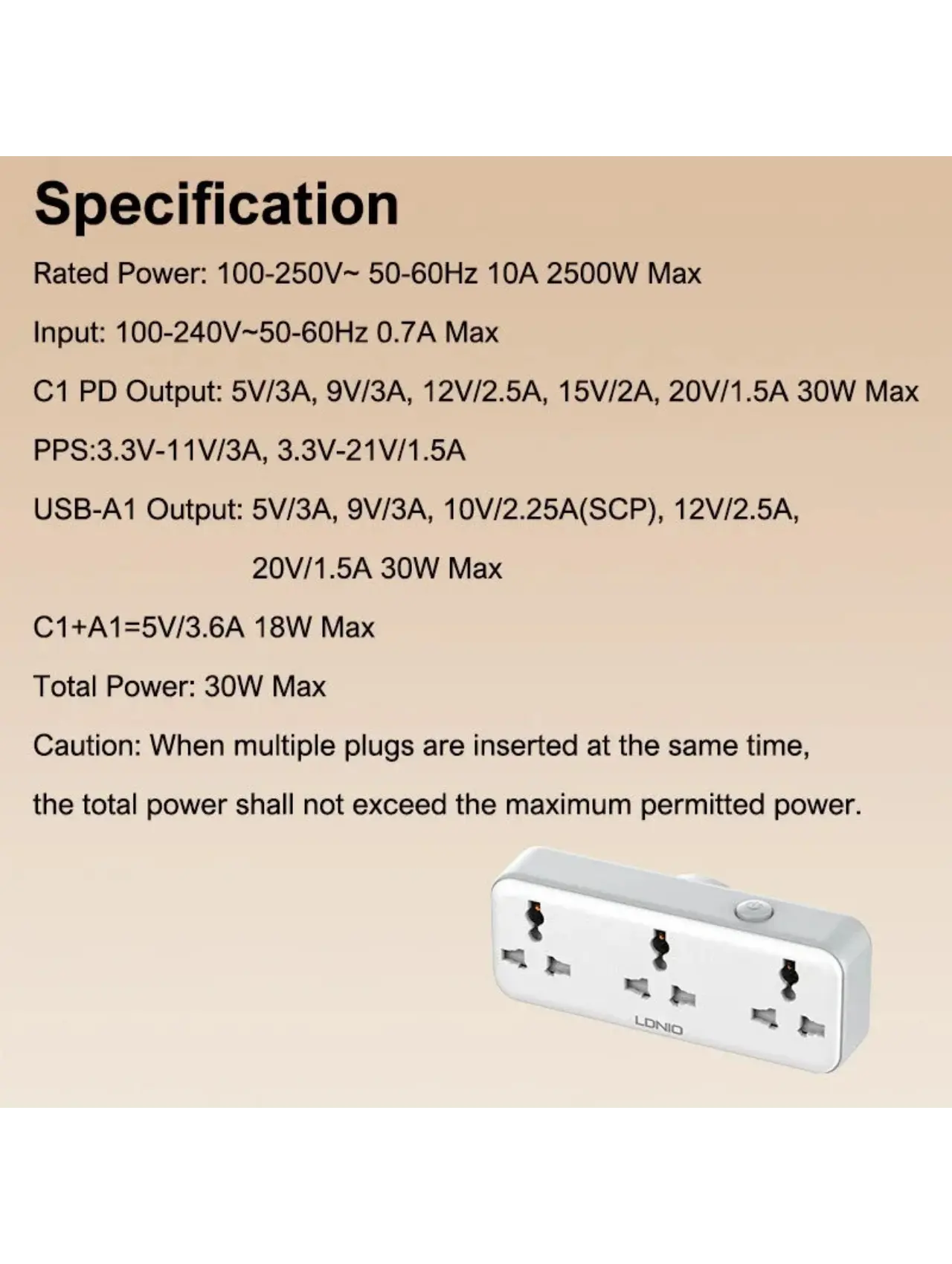LDNIO SC3317 Rotatable Plug Power Expansion Socket with 3 AC Outlets and 30W USB-C & USB-A Charging - متجر TT Tab للتقنيات الحديثة