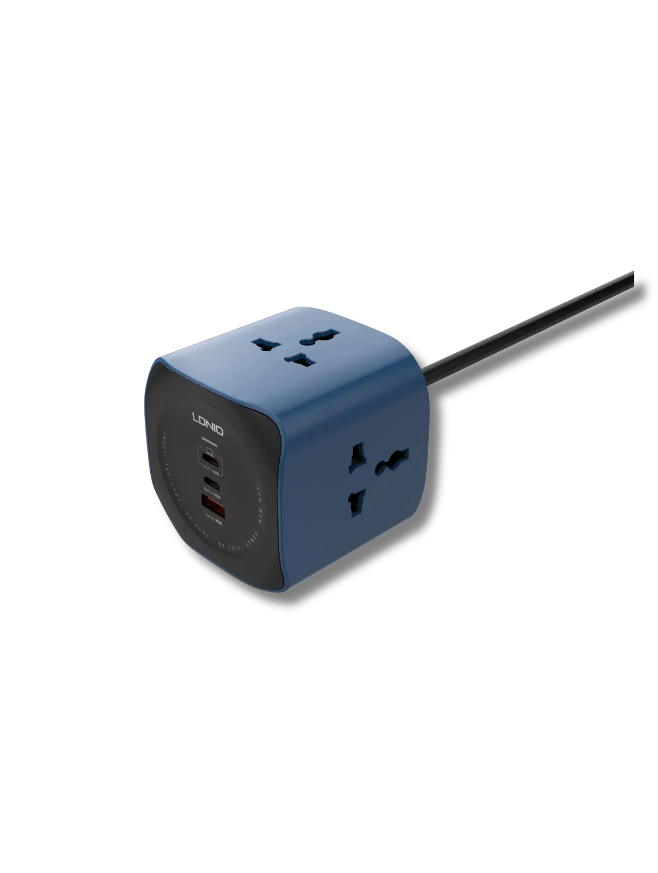 LDNIO SC3319 6-in-1 Power Socket Cube with 3 Universal AC Outlets and 65W USB-C & USB-A Charging - متجر TT Tab للتقنيات الحديثة