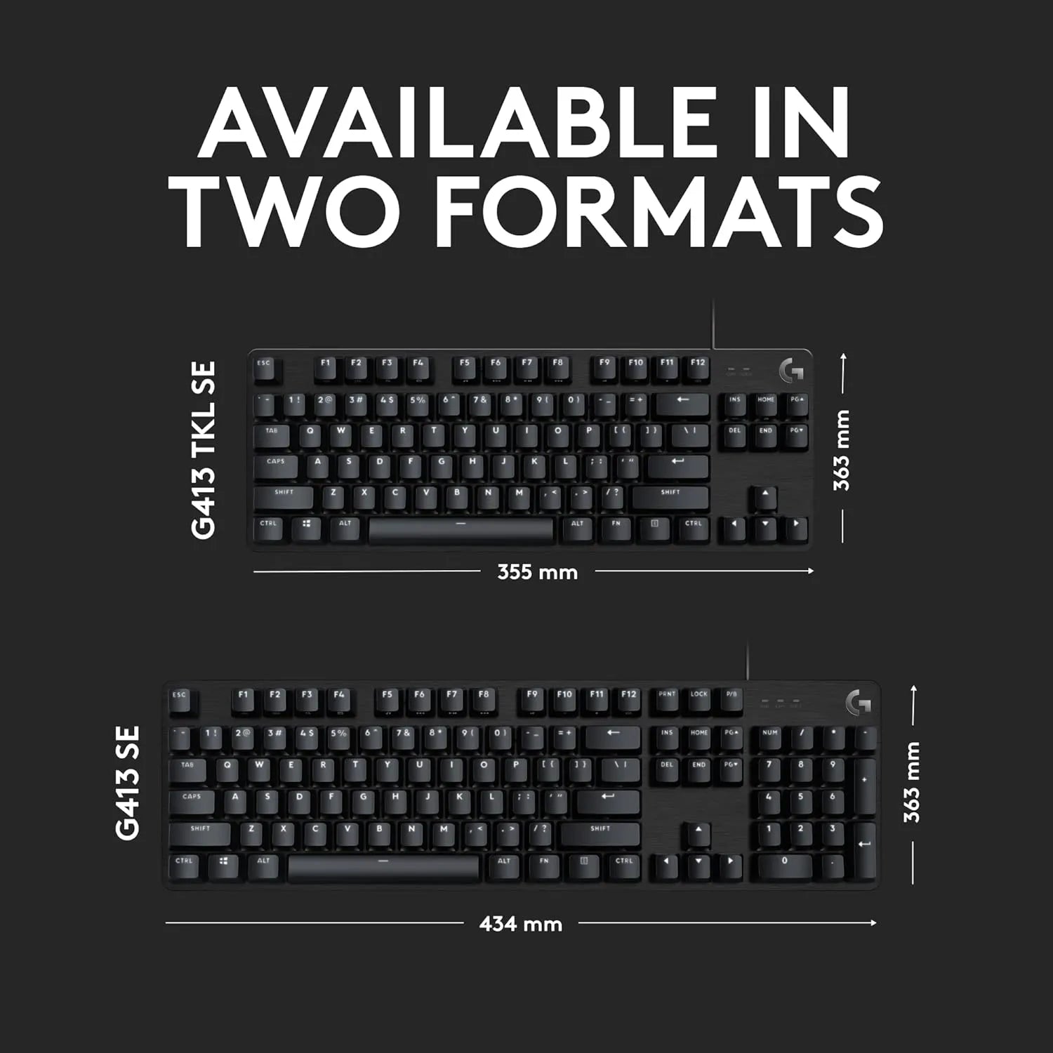 Logitech G413 TKL SE Wired Mechanical Gaming Keyboard Black - متجر TT Tab للتقنيات الحديثة