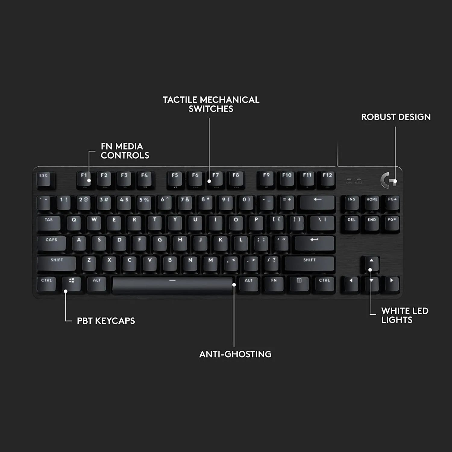Logitech G413 TKL SE Wired Mechanical Gaming Keyboard Black - متجر TT Tab للتقنيات الحديثة