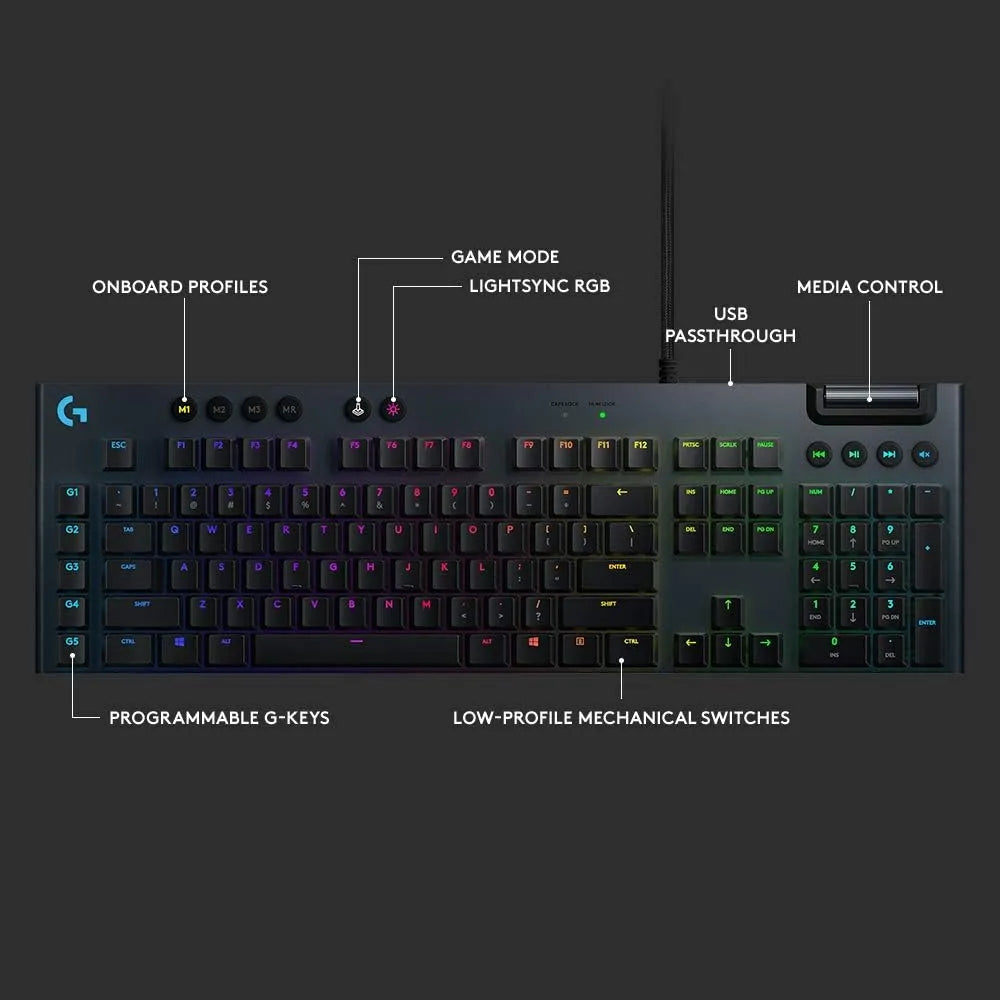 Logitech G815 RGB Wired Mechanical Gaming Keyboard with Low Profile Keys - متجر TT Tab للتقنيات الحديثة