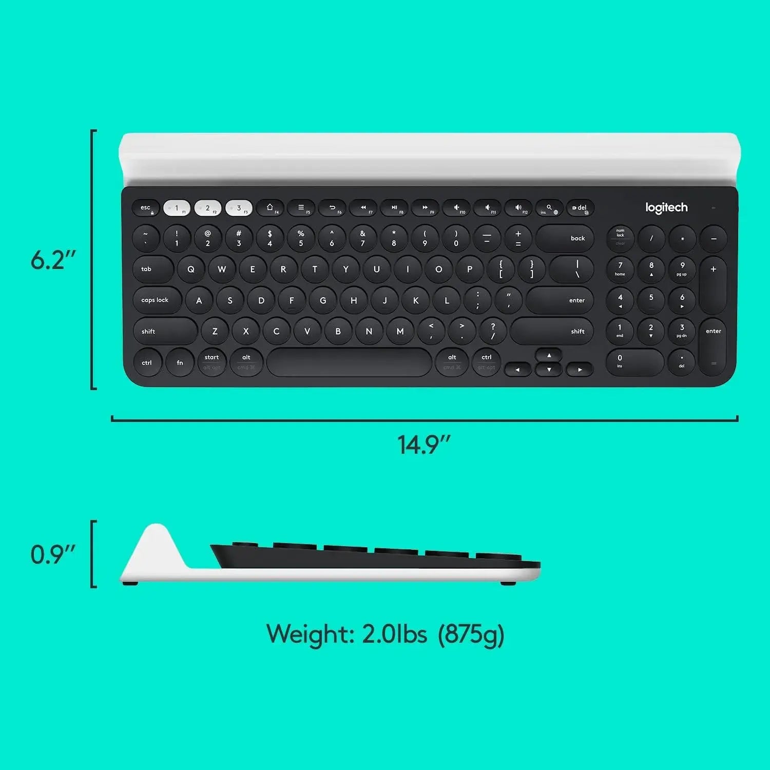 Logitech K780 Multi-Device Wireless and Bluetooth Keyboard with Device Cradle - متجر TT Tab للتقنيات الحديثة