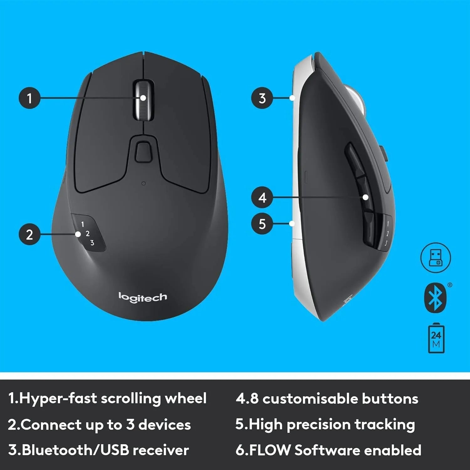 Logitech MK850 Performance Wireless Keyboard & Mouse Combo with Multi-Device Pairing - متجر TT Tab للتقنيات الحديثة