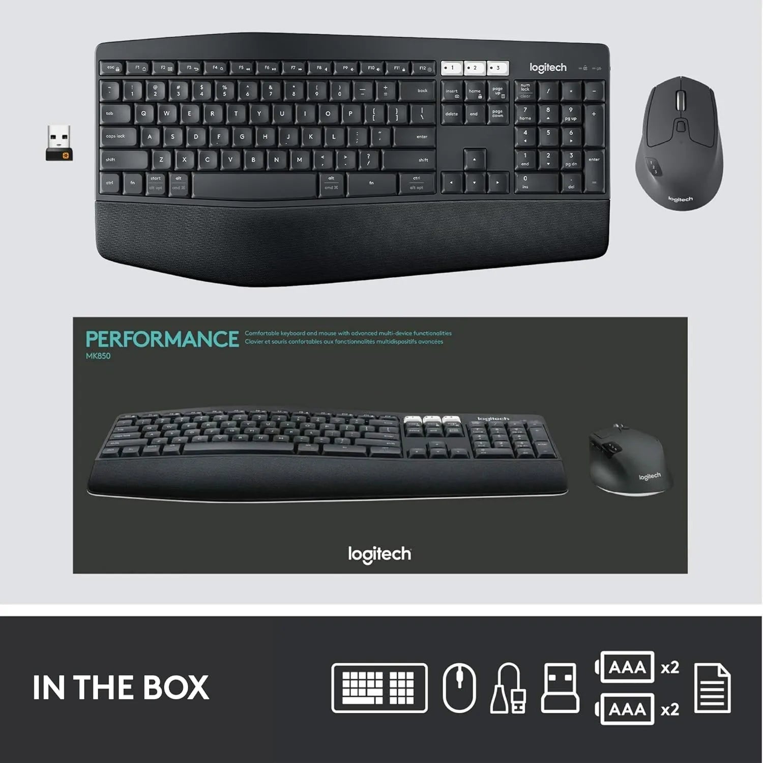 Logitech MK850 Performance Wireless Keyboard & Mouse Combo with Multi-Device Pairing - متجر TT Tab للتقنيات الحديثة