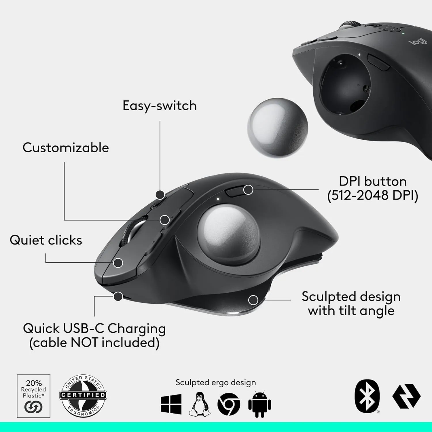 Logitech MX Ergo S Advanced Wireless and Bluetooth with Trackball - للتقنيات الحديثة TT TAB متجر