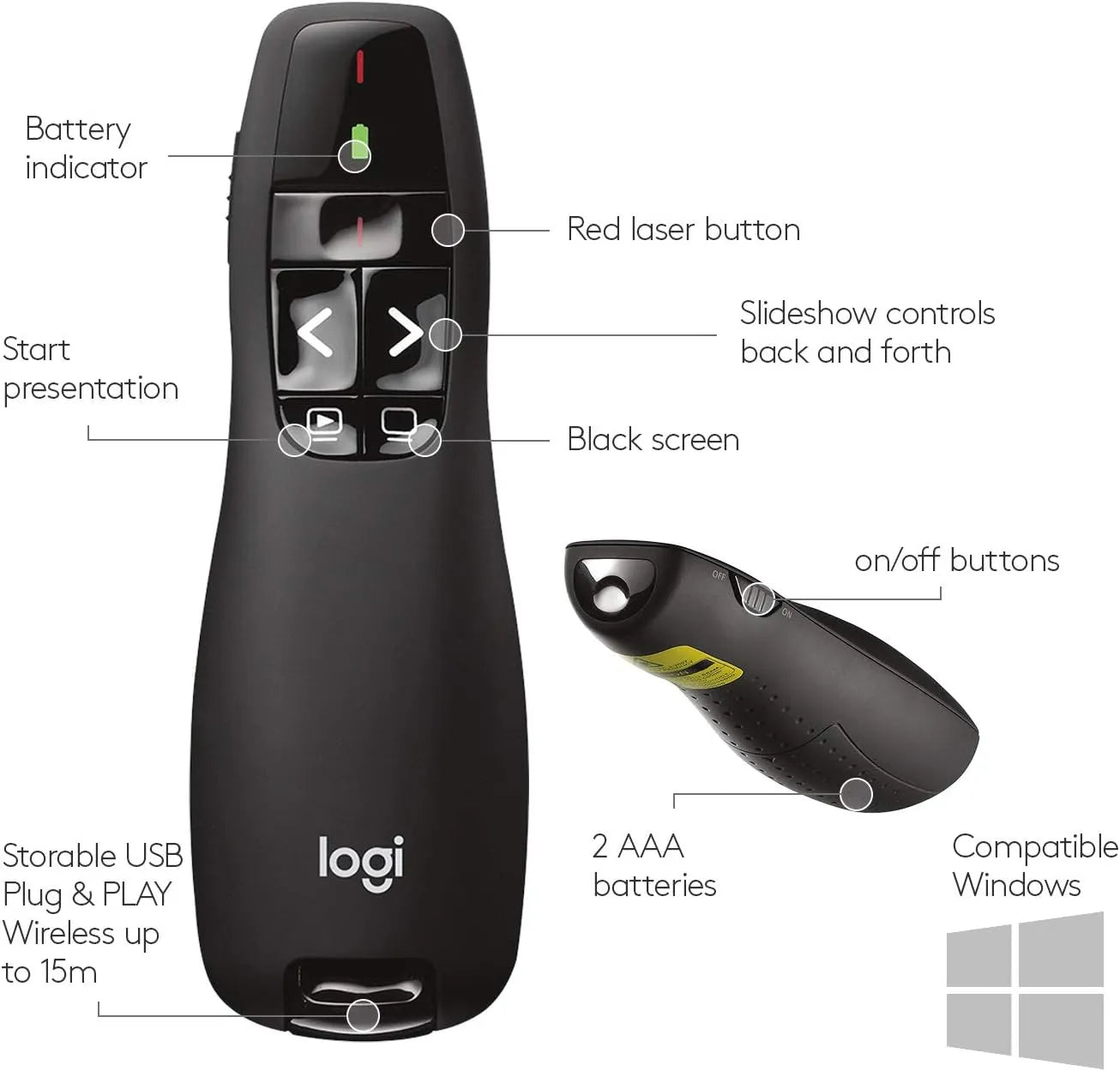Logitech R400 Wireless Presenter Remote - للتقنيات الحديثة TT TAB متجر