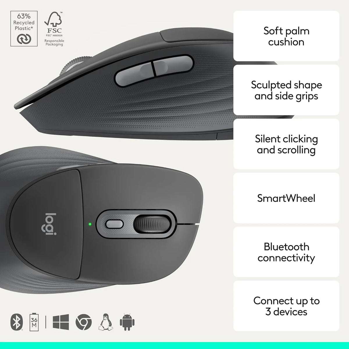Logitech Signature Comfort Plus MK880 Bluetooth Keyboard & Mouse Combo with Palm Rest - متجر TT Tab للتقنيات الحديثة