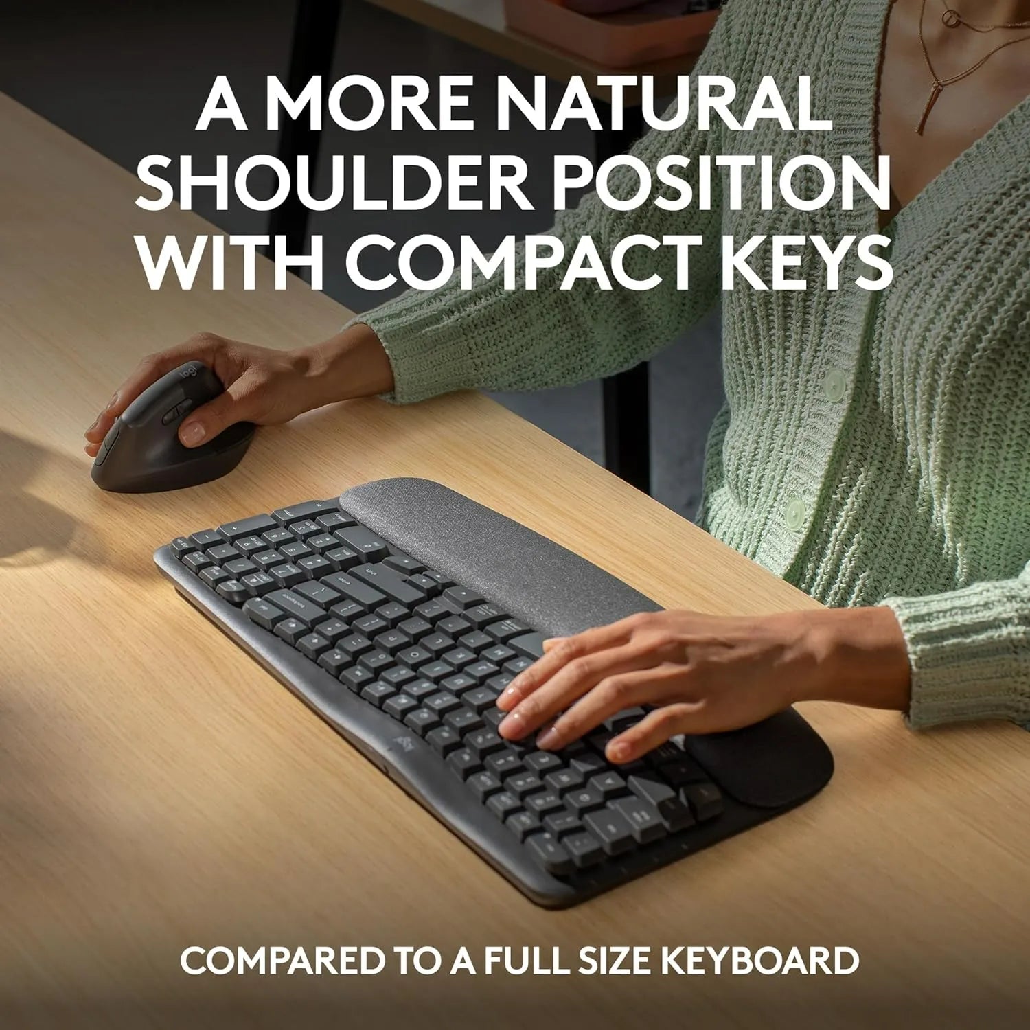 Logitech Wave Keys Wireless + Bluetooth Ergonomic Keyboard - للتقنيات الحديثة TT TAB متجر