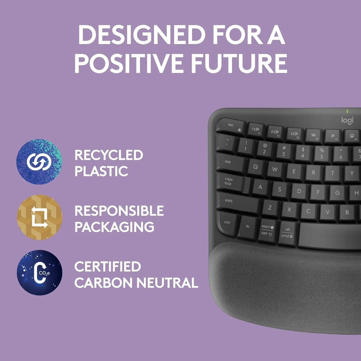 Logitech Wave Keys Wireless + Bluetooth Ergonomic Keyboard - للتقنيات الحديثة TT TAB متجر