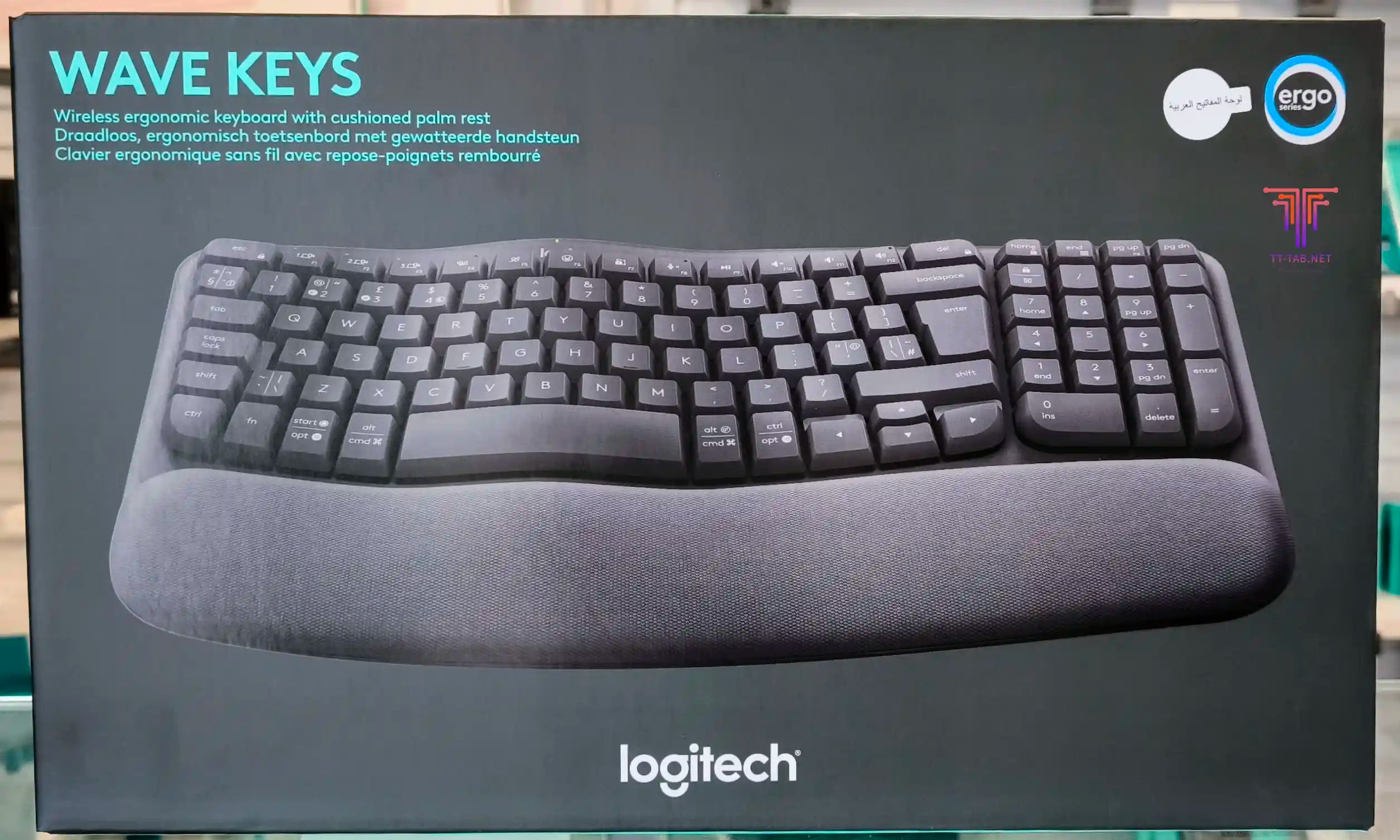 Logitech Wave Keys Wireless + Bluetooth Ergonomic Keyboard - للتقنيات الحديثة TT TAB متجر
