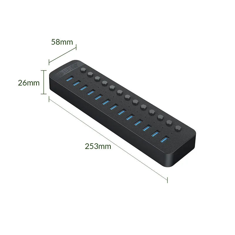 Orico CT2U3-13AB-BK-BP USB HUB 13 Port 3.0 with Individual On/Off Switches - للتقنيات الحديثة TT TAB متجر