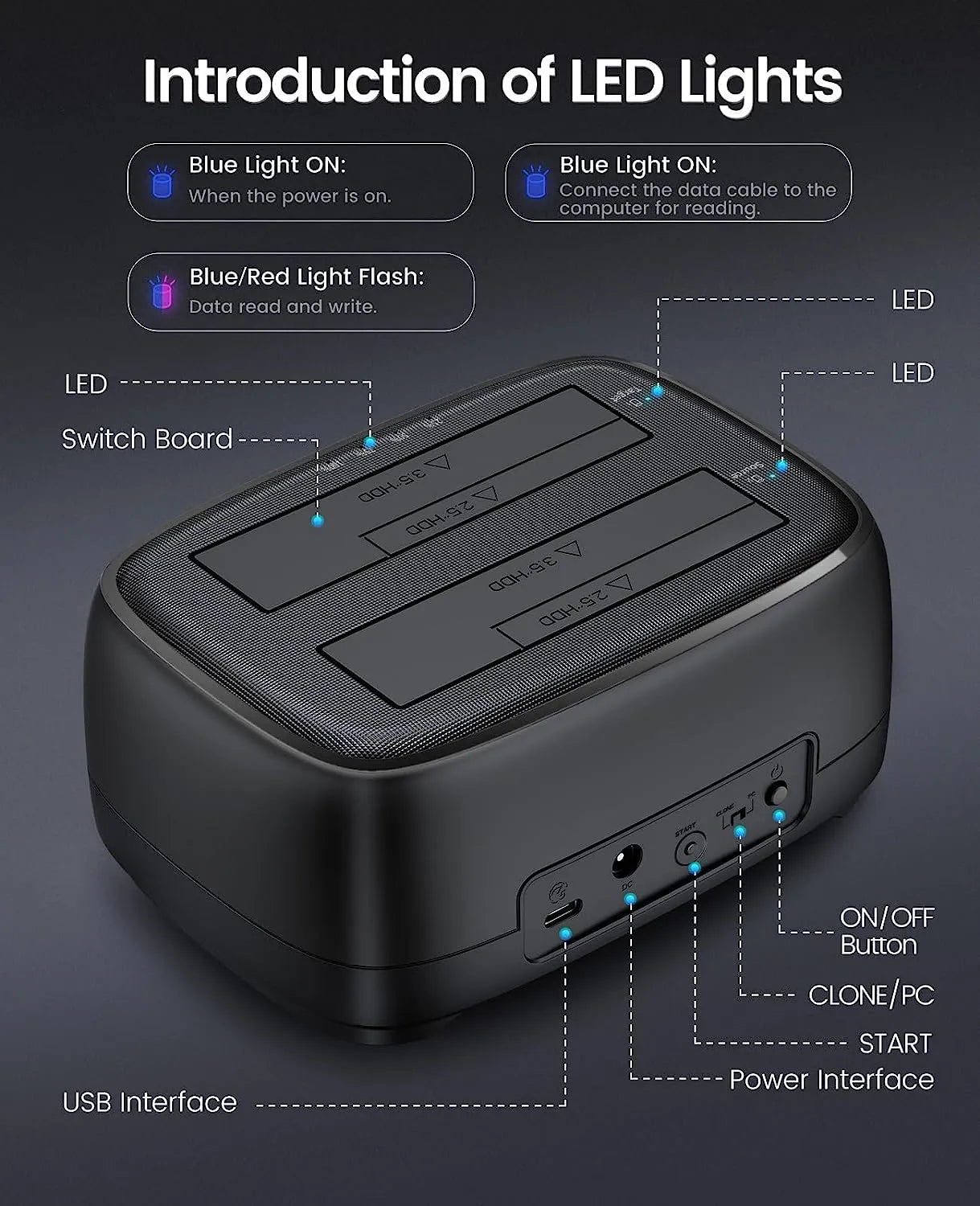 Orico DD28C3-C SATA 2.5/ 3.5 Dock Station support Clone with TypeC/A Cable - للتقنيات الحديثة TT TAB متجر