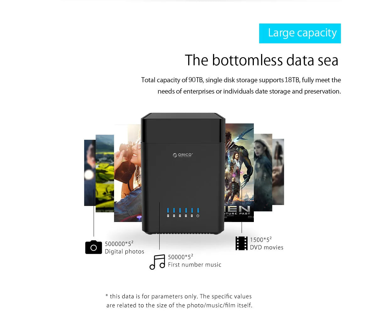 Orico DS500C3 SATA 3.5 Enclosure 5 Bay - للتقنيات الحديثة TT TAB متجر