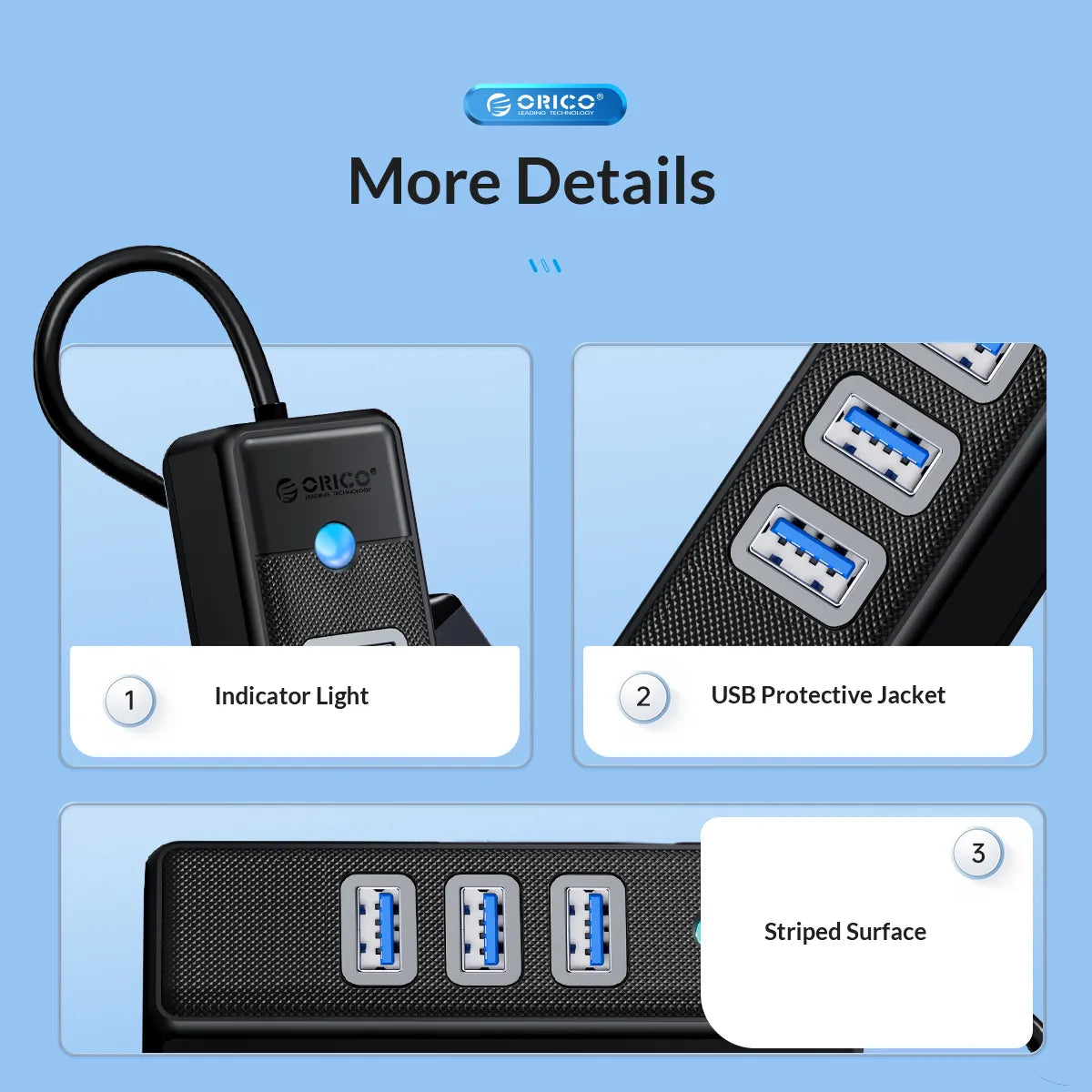 Orico PW3UR25-U3-015 USB HUB with RJ45 2.5Gb/s - للتقنيات الحديثة TT TAB متجر