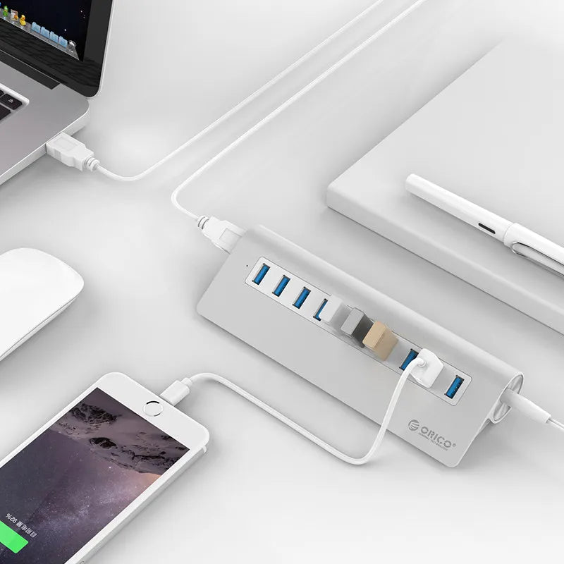 Orico Aluminum H3H10 10-Port USB3.0 HUB with 1m Data Cable - متجر TT Tab للتقنيات الحديثة