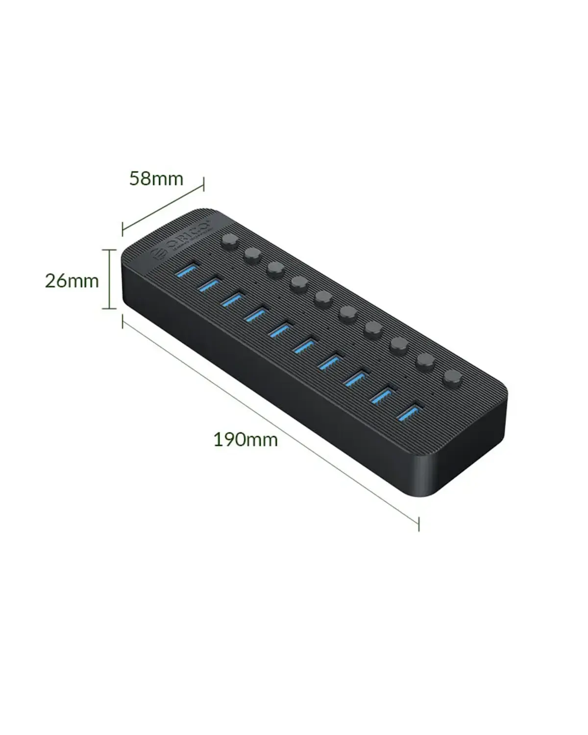 Orico CT2U3-10AB USB HUB 10 Port 3.0 with Individual On/Off Switches - للتقنيات الحديثة TT TAB متجر