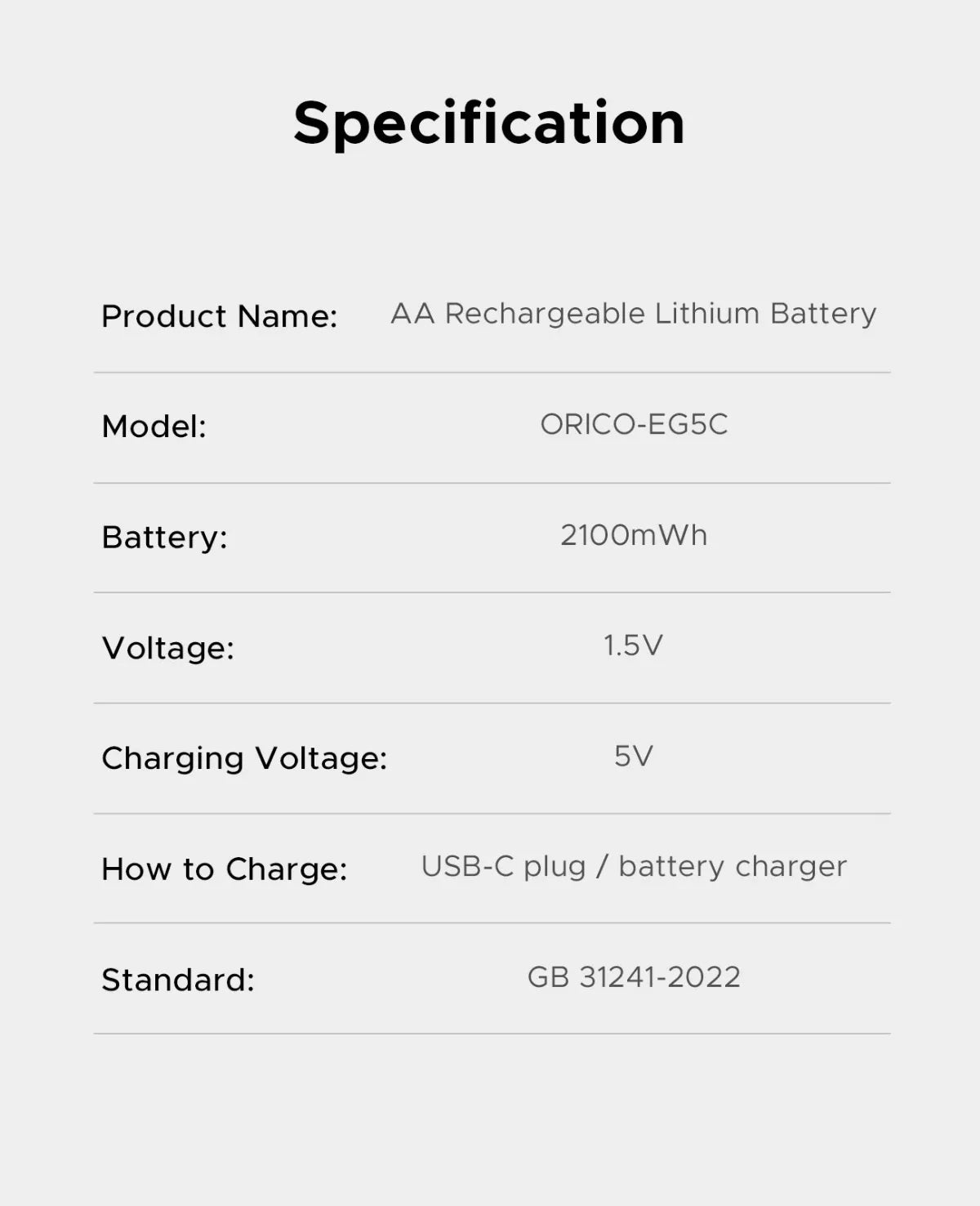 Orico EG5C Ener-G Li-ion AA Battery 4-Pack - متجر TT Tab للتقنيات الحديثة