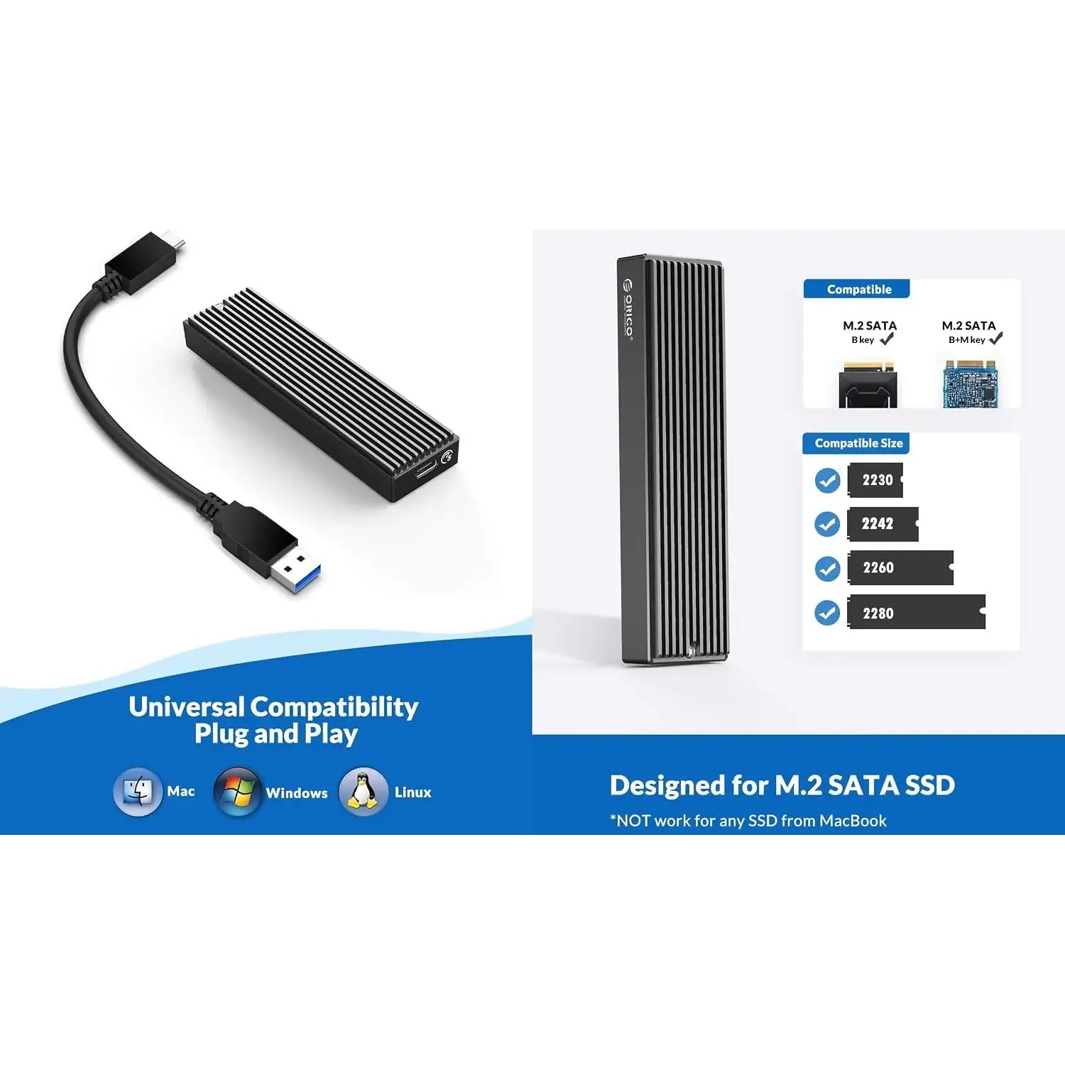 Orico M2PF-C3 M.2 NGFF/SATA SSD Enclosure - متجر TT Tab للتقنيات الحديثة