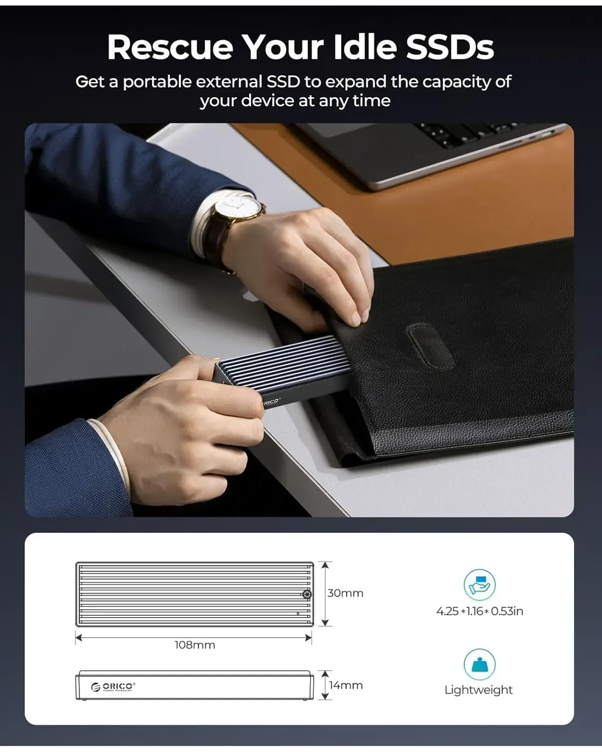 Orico M2PV-C3 M.2 NVMe SSD Enclosure - متجر TT Tab للتقنيات الحديثة
