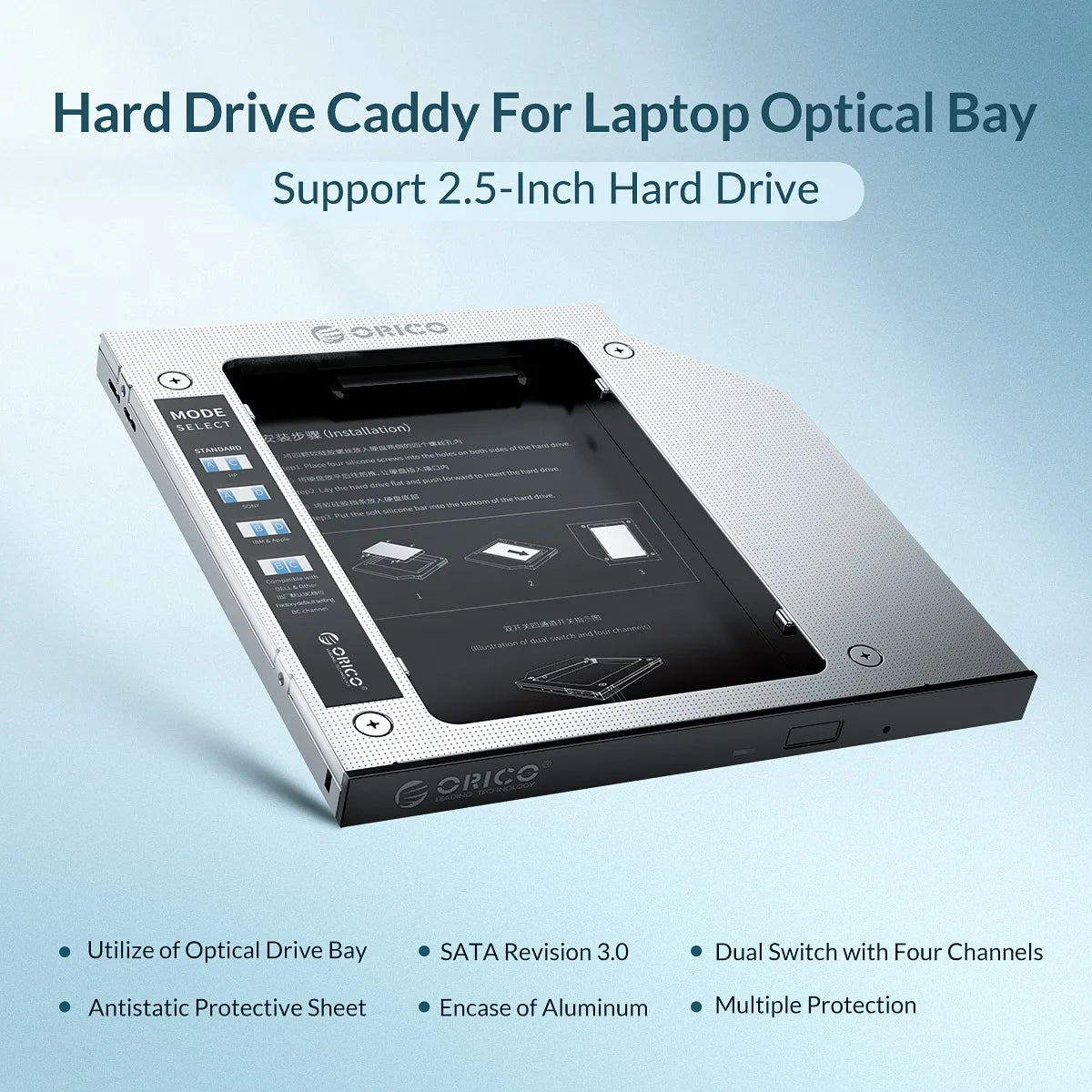 Orico M95SS Caddy 9.5mm Laptop Hard Drive Caddy for Optical Drive - للتقنيات الحديثة TT TAB متجر