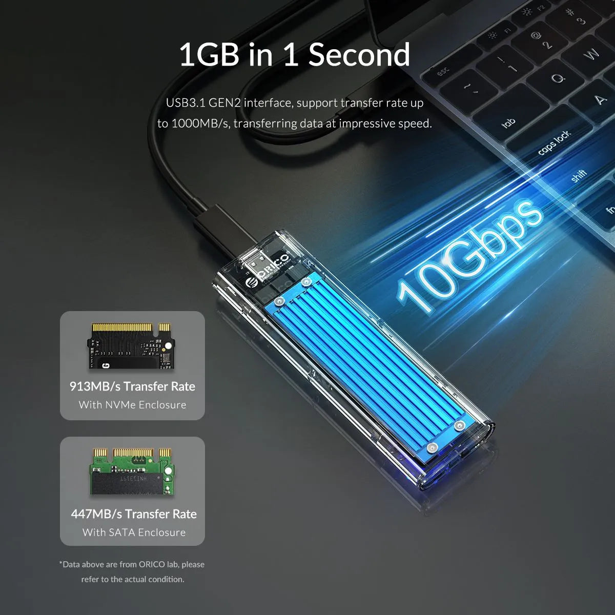 Orico TCM2M-C3 M.2 Enclosure support NVMe + NGFF - متجر TT Tab للتقنيات الحديثة