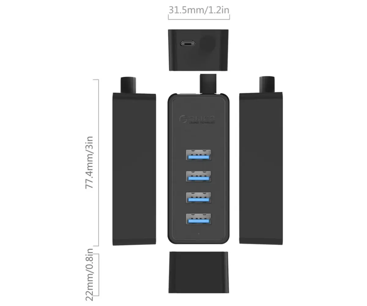 Orico W5P-U3 4-Port USB 3.0 HUB with Micro-B Power Port