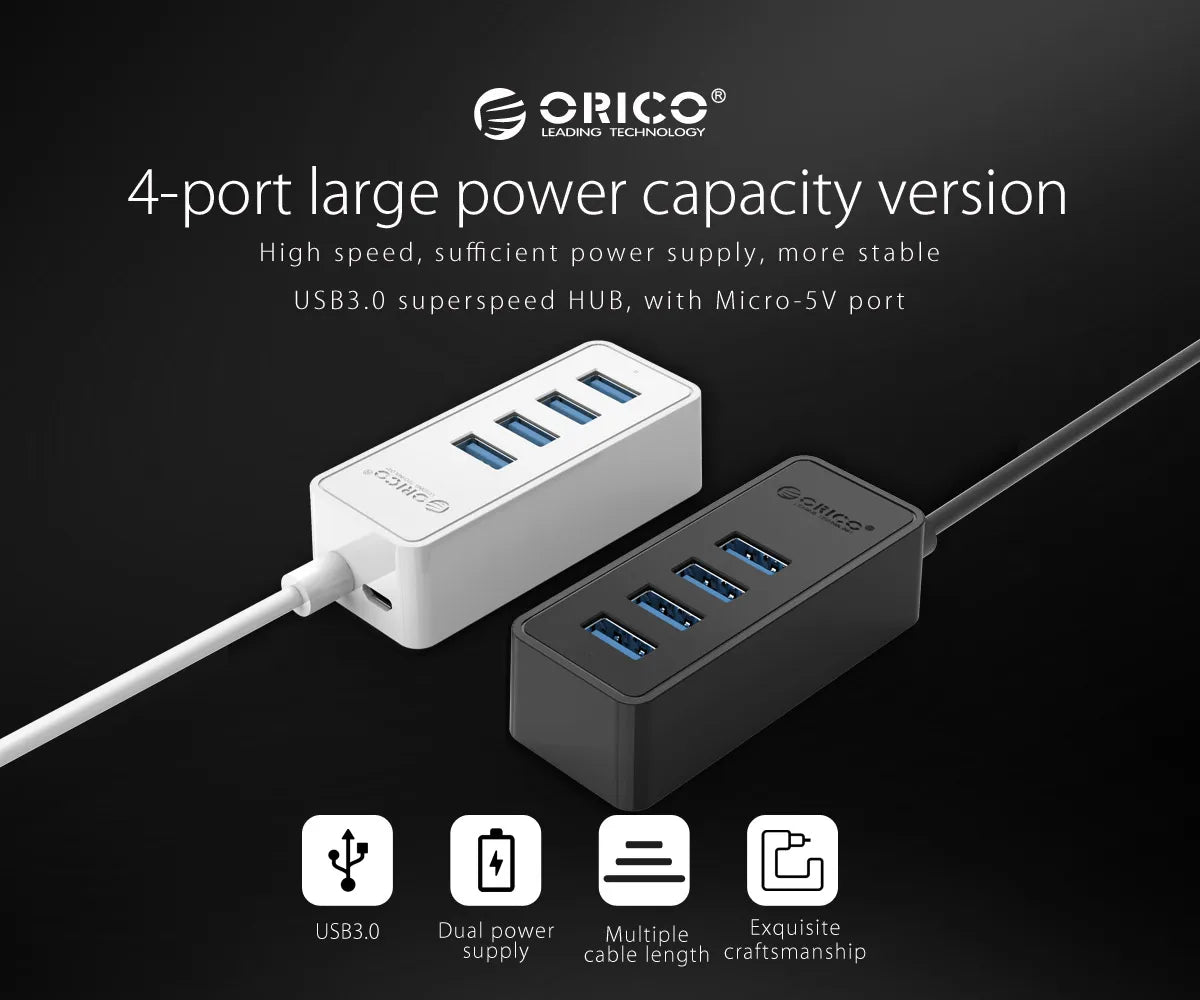 Orico W5P-U3 4-Port USB 3.0 HUB with Micro-B Power Port