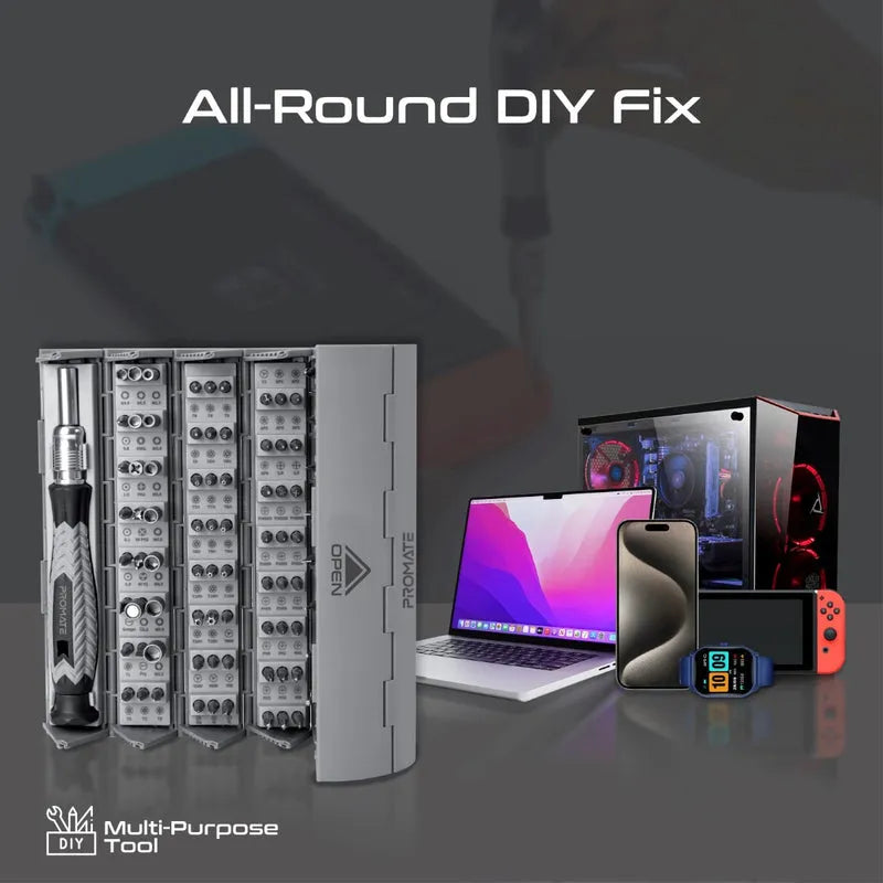 Promate ProTools-126M 126 Piece Cylindrical Magnetic Screwdriver Kit - للتقنيات الحديثة TT TAB متجر