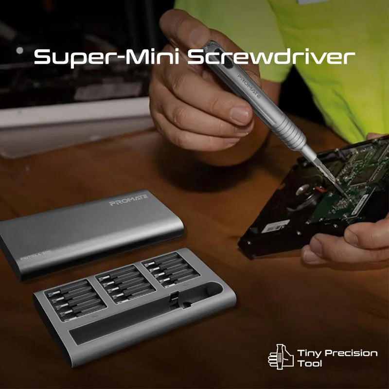 Promate ProTools-31M 31-Piece Super Mini Precision Screwdriver Kit - للتقنيات الحديثة TT TAB متجر
