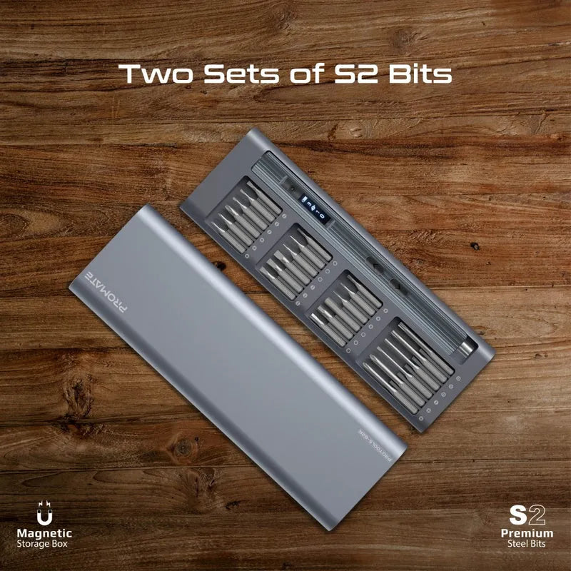 Promate ProTools-62A 62-Pieces Cordless Electric Screwdriver Kit with LED Fill Light - للتقنيات الحديثة TT TAB متجر