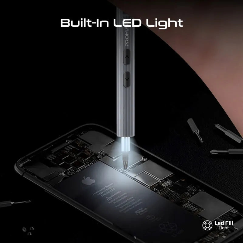 Promate ProTools-62A 62-Pieces Cordless Electric Screwdriver Kit with LED Fill Light - للتقنيات الحديثة TT TAB متجر