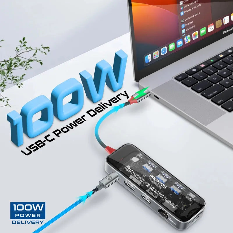 Promate TransHub-Pro USB-C Multiport Hub 11-in-1 with 100W Power Delivery - للتقنيات الحديثة TT TAB متجر