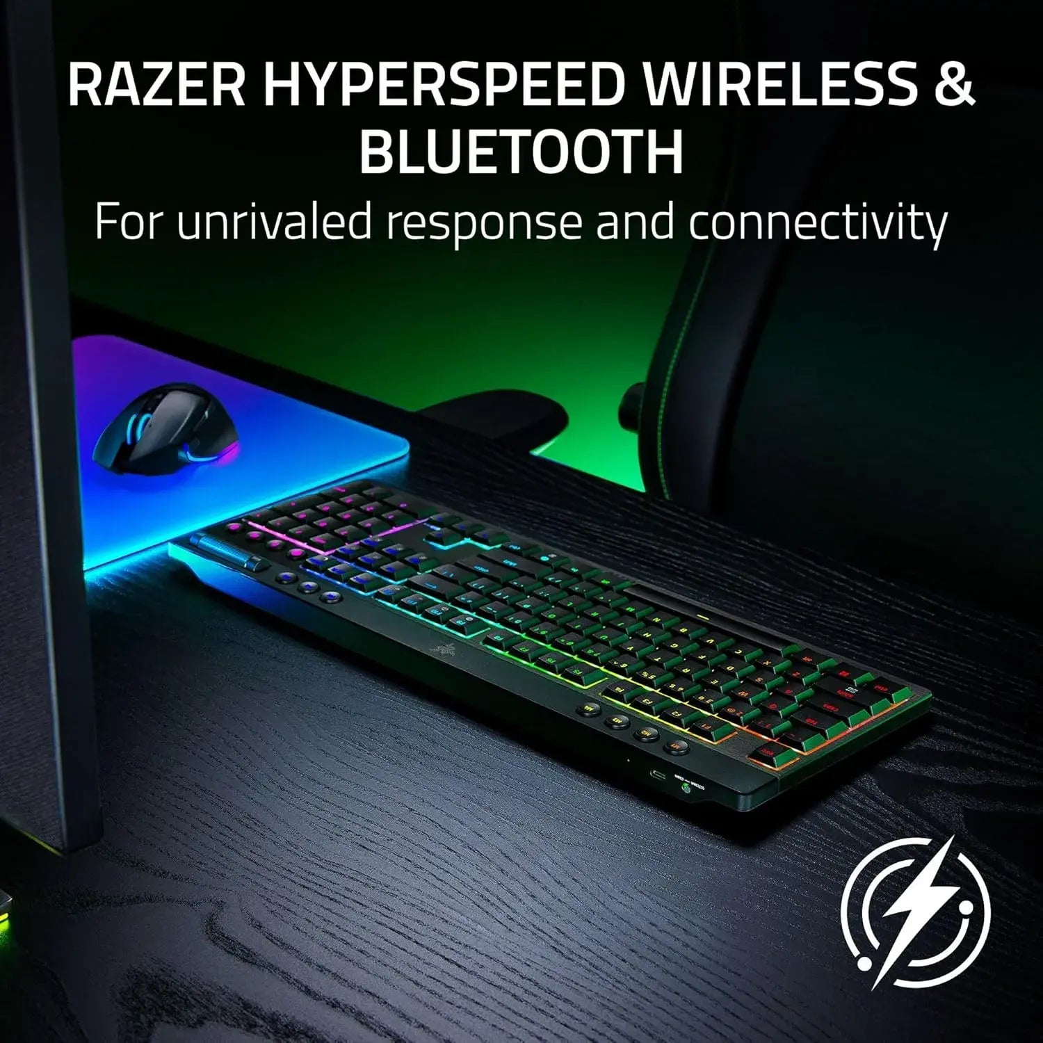 Razer BlackWidow V4 Low Profile HyperSpeed Wireless Gaming Keyboard with Multi-Function Roller and AI-Button - متجر TT Tab للتقنيات الحديثة